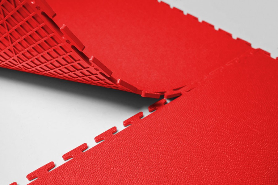 Плитка  ПВХ Sold Skin, 5 мм, 500*500, т-образный замок, красная