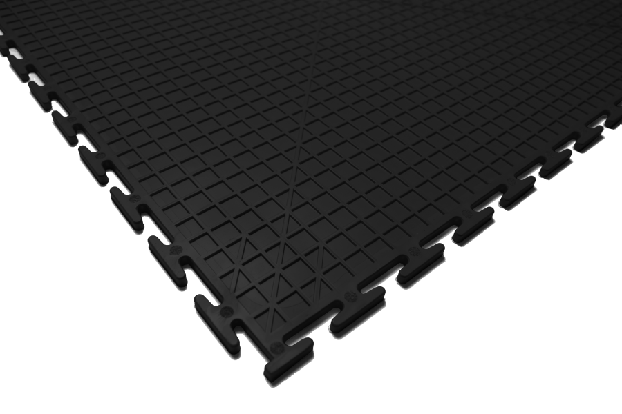 Плитка  ПВХ Sold Skin, 7 мм, 500*500, т-образный замок, чёрная