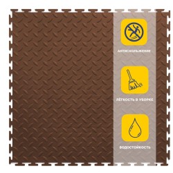 Плитка ПВХ Sold Grain, 5 мм, 500*500, т-образный замок, коричневая