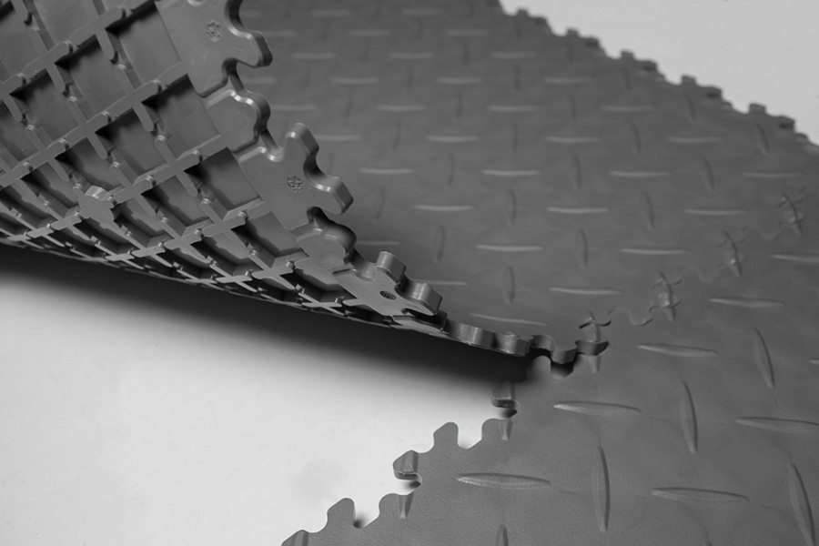 Плитка  ПВХ Sold Diamond, 7 мм, 500*500, фигурный замок, тёмно-серая