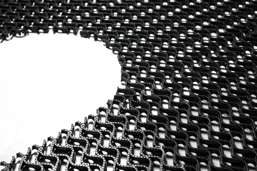 Грязезащитное покрытие ПВХ «Волна», 14 мм, 300*100 мм, чёрный