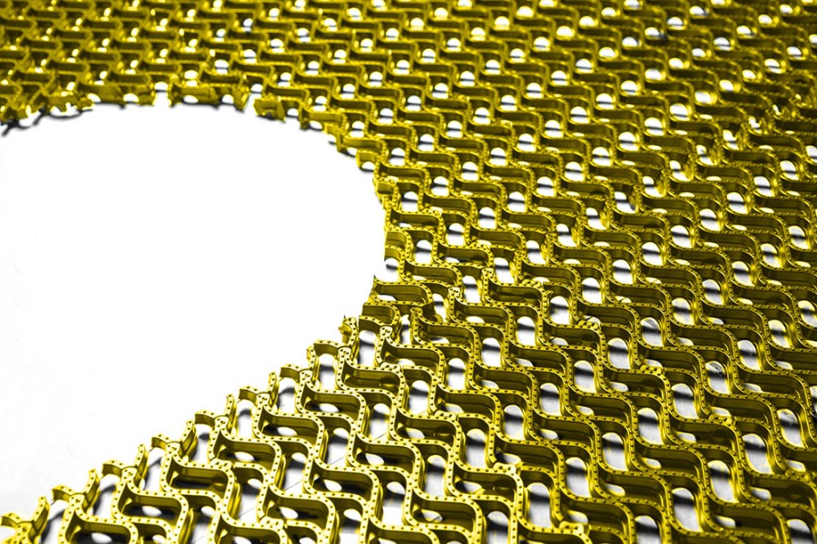 Грязезащитное покрытие ПВХ «Волна», 14 мм, 300*100 мм, жёлтый