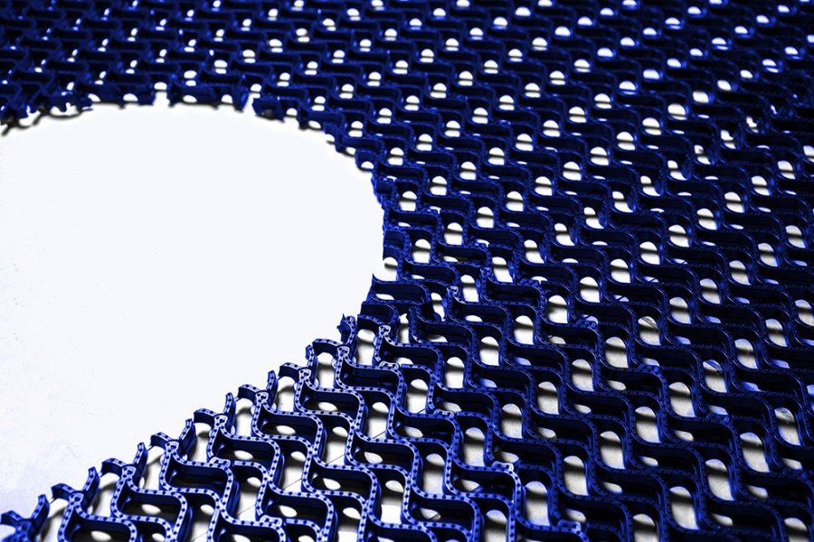 Грязезащитное покрытие ПВХ «Волна», 14 мм, 300*100 мм, синий