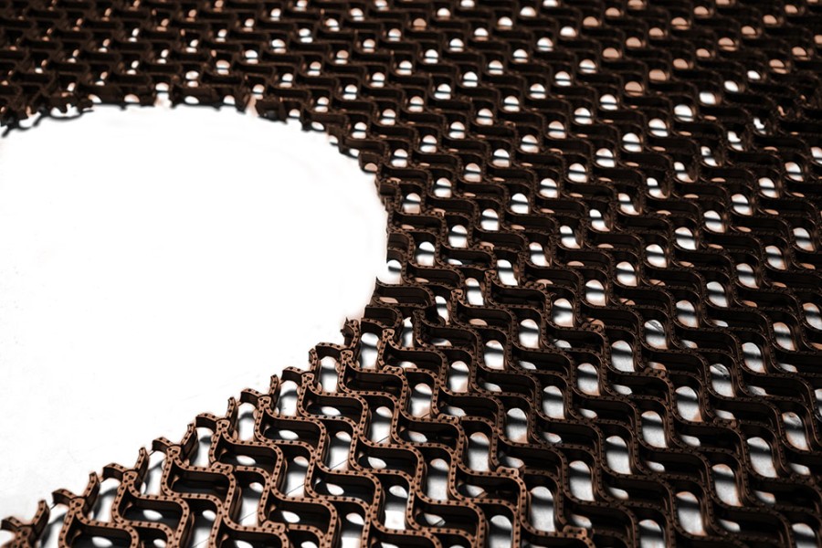 Грязезащитное покрытие ПВХ «Волна», 14 мм, 300*100 мм, коричневый