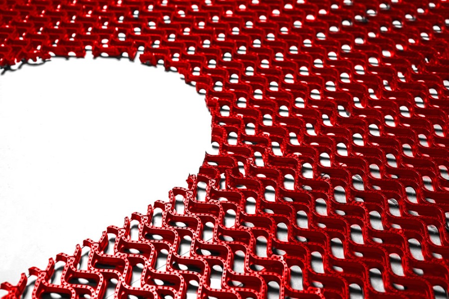 Грязезащитное покрытие ПВХ «Волна», 14 мм, 300*100 мм, красный