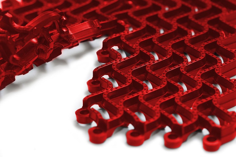 Грязезащитное покрытие ПВХ «Волна», 14 мм, 300*100 мм, красный