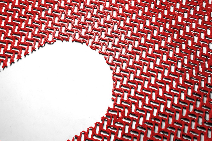 Грязезащитное покрытие ПВХ «Волна», 14 мм, 300*100 мм, красный