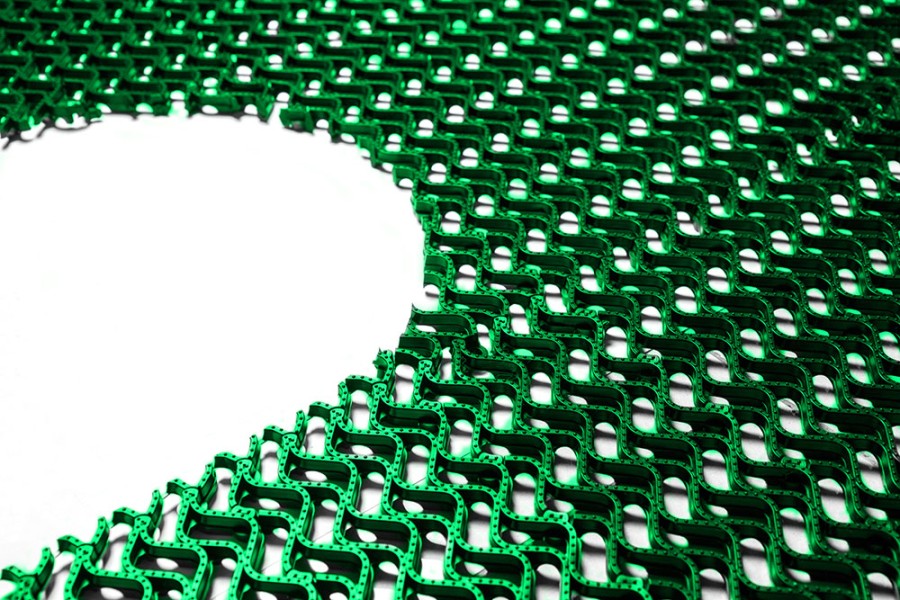 Грязезащитное покрытие ПВХ «Волна», 14 мм, 300*100 мм, зелёный